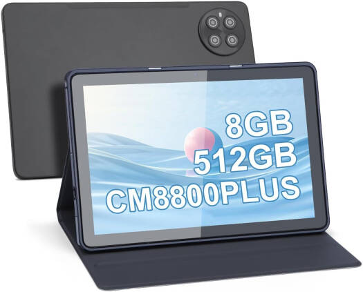 C Idea CM8800 Plus Tablet, 10.1" HD IPS Display, MTK6580 Processor, Arm Mali-T720 GPU, 8GB RAM, 1TB Storage, Android 12, 8MP + 13MP Camera, Keyboard Included, 10000mAh Battery, Black | CM8800 Plus