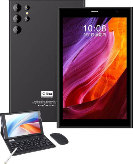 C Idea CM824 Ultra Smart Tablet PC, 8" HD IPS Display, 8GB RAM, 512GB Storage, Android 14, 8MP Rear + 5MP Front Camera, Keyboard & Stylus Included, 8000mAh Battery, Black | CM824-Ultra