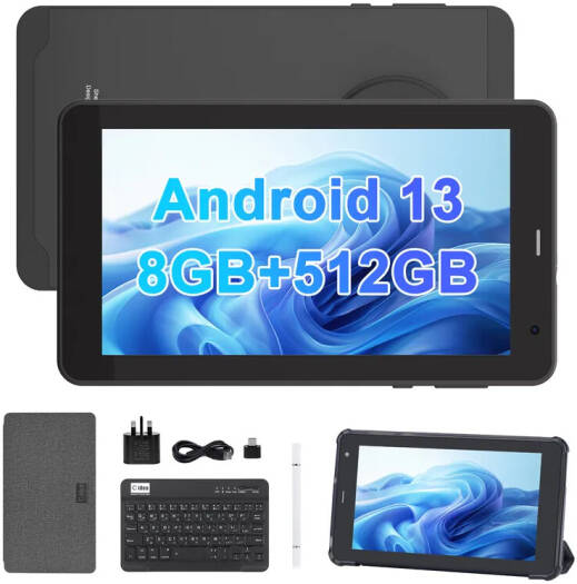C Idea CM518 Pro Tablet PC, 7" 1024x600 IPS Display, MTK8321 Processor, 8GB RAM, 512GB Storage, 5MP Front & 8MP Rear Camera, Android 13, 6000mAh Battery, Black | CM518-Pro