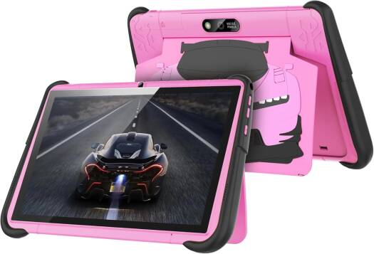 Porodo Kids Android Tablet, 10.1" 1280x800 HD Screen Resolution, Dual Camera 2MP, 4000 mAh Battery, 2GB RAM & 64GB Storage, Parental Control, WiFi & Bluetooth, 2x Nano Sim, Pink | PDTFHD11PK