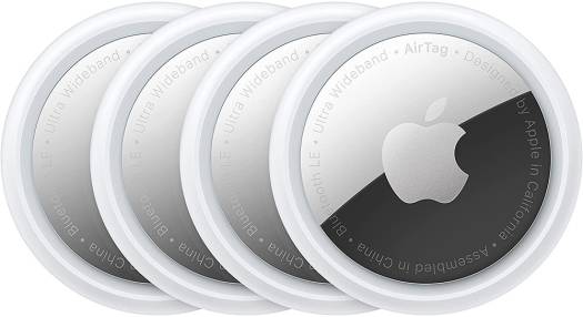 Apple AirTag, Track & Locate with Find My Network, See Direction, Distance & Map Location, Find Items by Asking Siri, Use with Keys, Wallet, Bags & More, 4 Pack, White