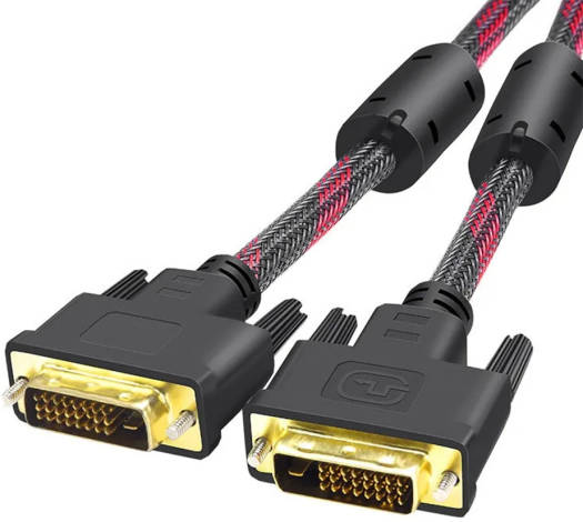 DVI-D 24+1 Dual Link Male to Male Digital Video Cable, Gold Plated with Ferrite Core, Support 1920*1080 for Gaming, DVD, Laptop, 5 Meter