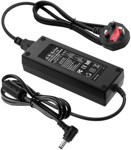 Salab Power Supply Adapter 24V 5A, 120W AC to DC Converter, Stable Switching Transformer with 5.5x2.1mm, 5.5x2.5mm Output Jack for LED Strip Lights, CCTV Cameras, Black | 24V 5A Power Supply
