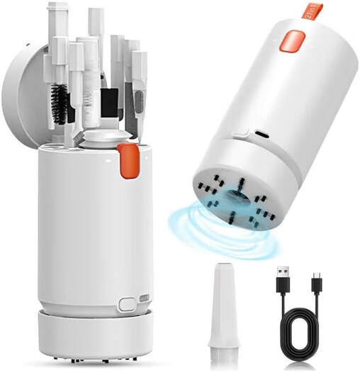 EpicArma 21-in-1 Electronics Cleaning Kit with Built-in Vacuum Cleaner, Air-Flow Nozzle, Static-Free Brushes, White | EA-CLKITQ21-WH