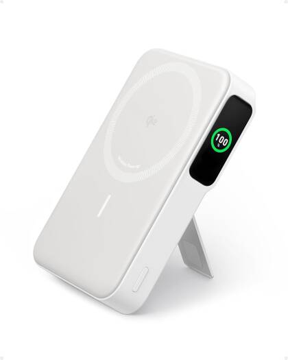 ANKER MagGo Wireless Power Bank, 10,000mAh, Snaps To Magnetic Phones, Wired & 15W Wireless Charging, USB-C, Qi2 Certified Charging, Lightweight And Compact Design, White | A1654H21