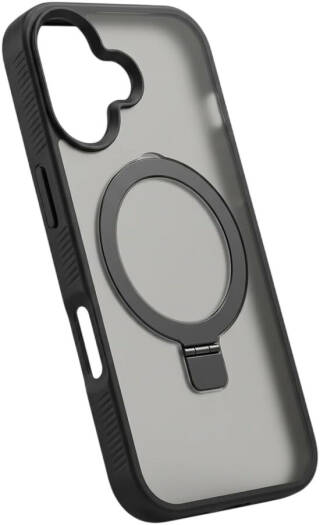 CROWNYX Aegis GripStand Pro Case for iPhone 16, Compatible with MagSafe, Shockproof, Slim Hybrid TPU Cover with Kickstand & Grip Ring, Black | IP16-MGSF-AGSP-BLK