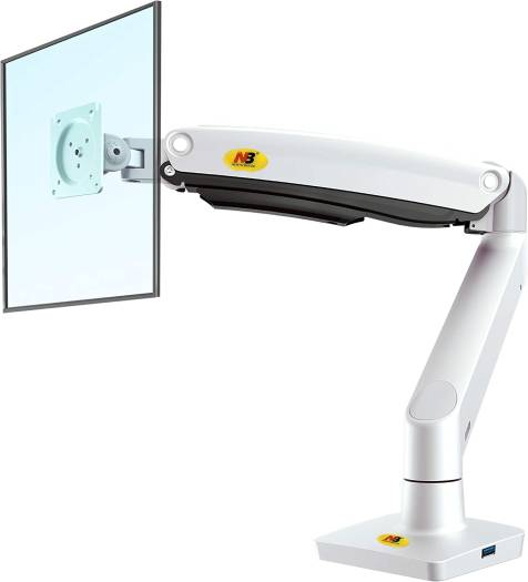 NB North Bayou Full Motion Monitor Desk Wall Mount, For Most 22-35 Inch Computer Monitors / TV, Adjustable Tilting, Rotating, Weight Up to 19.8lbs, White | F100A