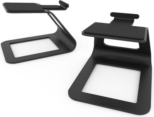 Kanto SE2 Elevated Desktop Speaker Stands for Compact Speakers, Steel Pair with Silicone Damping, 3.8" Height, Supports Up to 7.1 lbs, Black | SE2