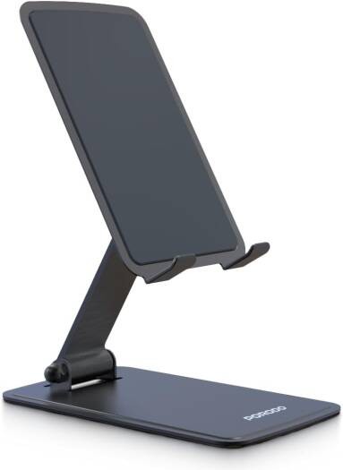 Porodo Foldable Desktop Stand for Tablets & Phones, Adjustable Viewing Angle to Horizonal and Vertical, Gray | PDCCT15GY