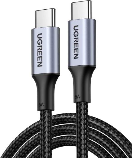 UGREEN USB C to USB C Cable, 480Mbps Data Transfer Rate, Max 20V 5A Power Output, PD 100W Power Delivery, Nylon Woven Cable, 2m Cable Length, Wide Compatibility, Black | 70429