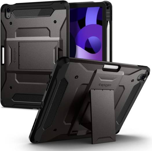 Spigen Tough Armor Pro designed for iPad Air 5 case (2022) 10.9 inch 5th Generation and iPad Air 4th Generation (2020) cover with Pencil holder - Gunmetal