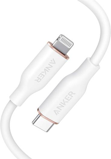 Anker PowerLine III Flow USB-C Lightning Connector 6ft, MFi certified, Tangle-Free, Triple-Layered System, White | 194644047771