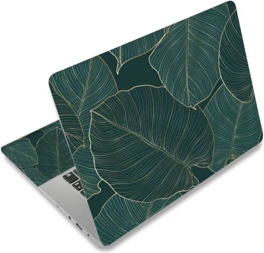 ALAYRA Laptop Skin Sticker Decal, 12" 13" 13.3" 14" 15" 15.4" 15.6 inch Laptop Universal Reusable Vinyl Skin Stickers Cover Art Decal Notebook PC Personalized Protector-Green Leaf 01