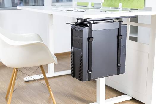 Navodesk Stap On Under Desk CPU Holder, CPU Mount, PC Holder With Sliding Track, Black | B0B9JT2N39