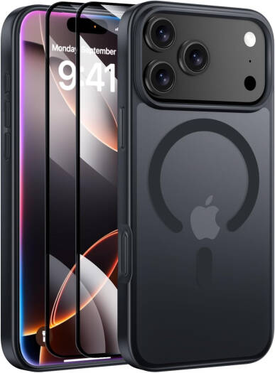 X-Level Magnetic iPhone 17 Pro Case 6.3", MagSafe Compatible Slim Matte Frosted Shockproof Protective Cover, Black | MAGNETIC-17-PRO-CASE