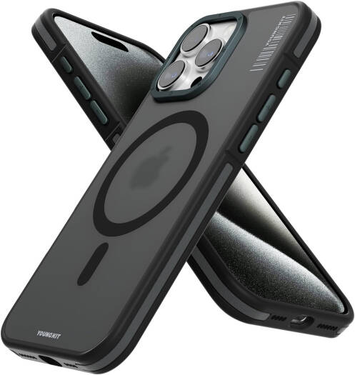 YOUNGKIT Magnetic Protective Case for iPhone 16 Pro Max, MagSafe Compatible, Shockproof Cover, Anti-Scratch Matte Finish, Slim Military-Grade Protection, Black | SMPC