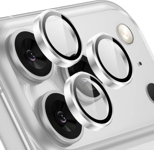 Tensea Camera Lens Protector, for iPhone 17 Pro Max/17 Pro, Aluminum Alloy Tempered Glass Rear Camera Cover, Strong Adsorption, Scratch Resistant, Case Friendly, Silver | LensProtector