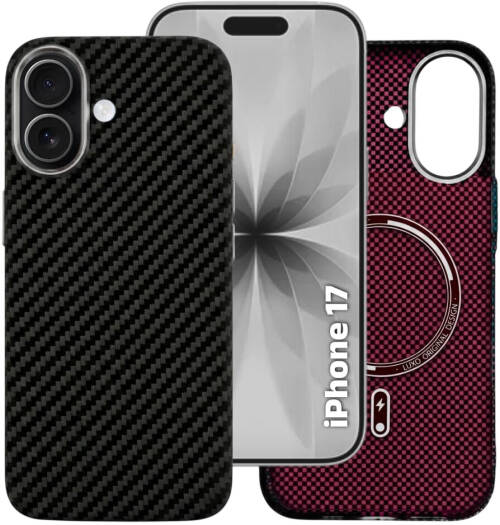 CROWNYX Carbon Fiber Case for iPhone 17, MagSafe Compatible, Ultra Slim Drop Resistant Cover, Anti-Slip, Anti-Scratch, Black | IP17-MGSF-FBONE-BLK