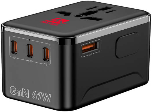 Mercury GAN Charger 67W, Compact Travel Charger for Smartphones Tablets and Laptops, Smart Protection Technology, High Efficiency Fast Charge, Black | MER-GC-67W