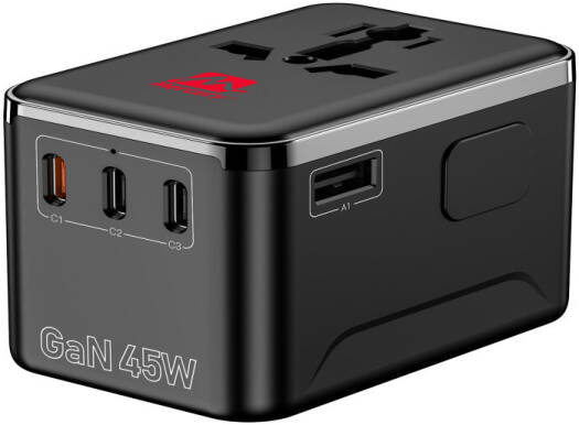Mercury GAN Charger 45W, Compact Travel Charger for Smartphones Tablets and Laptops, Smart Protection Technology, High Efficiency Fast Charge, Black | MER-GC-45W