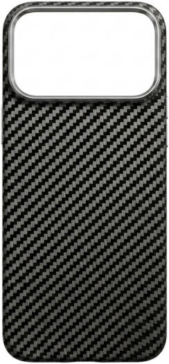 CROWNYX Carbon Fiber Case for iPhone 17 Pro, MagSafe Compatible, Ultra Slim Drop Resistant Cover, Anti-Slip, Anti-Scratch, Black | IP17P-MGSF-FBONE-BLK