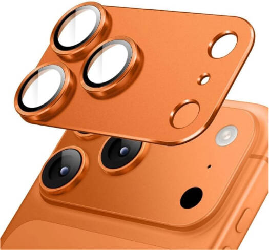 CROWNYX Prime Sheild Camera Lens Protector for iPhone 17 Pro, Full Aluminum Alloy Frame Cover, Militrary Grade Protection, 9H Tempered Glass, Anti Scratch, Orange | IP17P-PS-CLP-ORG