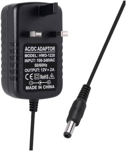 Power Adapter UK Plug 12V 2A, 100-240V AC to 12V DC 24W Charger with 5.5 2.5mm Barrel Connector for CCTV Cameras, LED Strips, Routers & Monitors, 1m Cable Adapter, Black | Power Adapter UK Plug