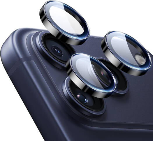 CROWNYX Camera 3D Individual Lens Protector for iPhone 17 Pro Max, 9H Tempered Glass, Anti Scratch, Anti-Oil, Anti-Shock, Dirt-Resistance, Pack of 1, Black | IP17PM-3DINDVL-CLP