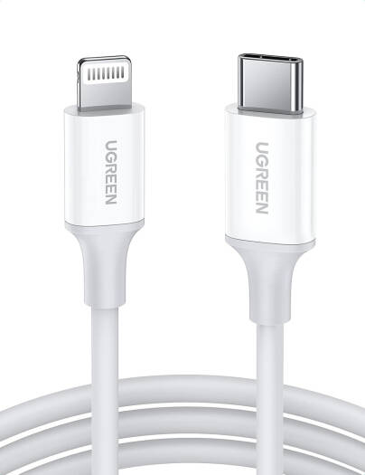 UGREEN MFi USB C to Lightning Cable, Apple Certified Fast Charging Cable, PD 20W Support, Durable Braid, Data Sync, 2 Meter, 480Mbps Transfer Speed, White | 60749