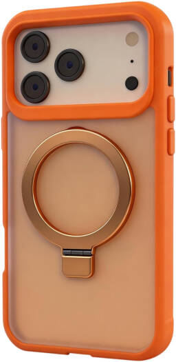 CROWNYX Aegis GripStand Pro Case for iPhone 17 Pro Max, Compatible with MagSafe, Shockproof, Slim Hybrid TPU Cover with Kickstand & Grip Ring, Orange | IP17PM-MGSF-AGSP-ORG