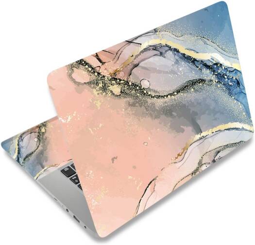 ALAYRA Laptop Skin Sticker Decal, 12 13 13.3 14 15 15.4 15.6 inch Laptop Art Decal Protector Notebook Netbook PC 15.6" Universal Vinyl Cover, Pink Blue Marble 01