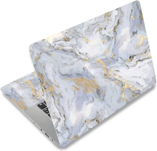 ALAYRA Laptop Skin Sticker Decal, 12 13 13.3 14 15 15.4 15.6 inch Laptop Art Decal Protector Notebook Netbook PC 15.6" Universal Vinyl Cover, Grey Gold Marble 01
