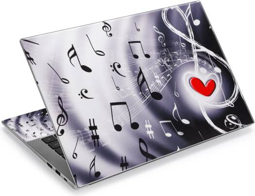 ALAYRA Laptop Skin Sticker Decal Covers 12" 13" 13.3" 14" 15" 15.4" 15.6 inch Laptop Skin Sticker Cover Art Decal Protector Notebook PC (Music & Red Heart) 01