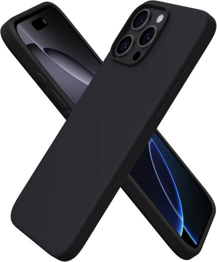 Premium Liquid Silicone Case for iPhone 16 Pro, Silky Soft-Touch, Full-Body Shockproof Protection with Anti-Scratch Coating, Microfiber Lining, and MagSafe Compatibility, Black