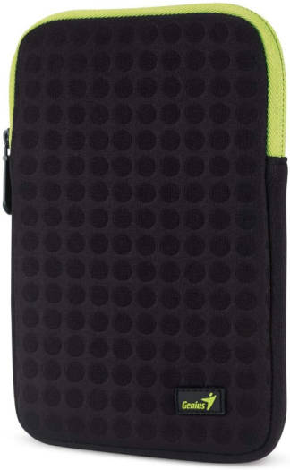 Genius GS-721 7.9” Bubble Tablet Sleeve, Protects Against Shocks and Scratches, Colorful Stylish Design, Polycarbonate Material, Solid Pattern, Black - Green | 39700007102