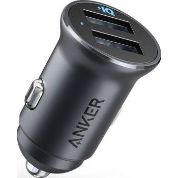 Anker PowerDrive 2 Alloy Car Charger, Dual USB A 24W Car Adapter, Ultra Compact Metal Design, Fast Charging Twin Ports, Scratch Resistant Alloy Finish, MultiProtect Safety System, Black | A2727H12