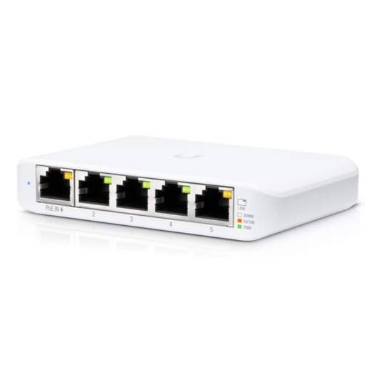 Ubiquiti Networks UniFi USW Flex Mini 5-Port Gigabit Managed Switch, with USB-C Power Adapter, 10 Gb/s Switching Capacity, 7.44 Mpps Fwd Rate, Compact, Fanless Design, White | USW-Flex-Mini