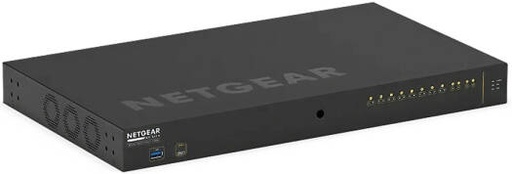 [GSM4212UX] NETGEAR GSM4212UX M4250 12-Port Managed AV Switch, 8x 1G PoE++ 90W, 720W Budget, 2x 1G Uplink, 2x SFP+ 10G, 802.3bt, IGMP Plus, AVB Ready, Rear-Facing Ports, Fanless, Rackmount | GSM4212UX