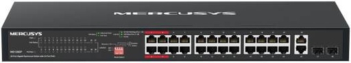 [MS128GP] Mercusys MS128GP 28-Port Gigabit Rackmount Switch, 24-Port PoE+, 295W Power Budget, 2x Gigabit Uplink, 2x SFP Slots, 802.3af/at, Isolation Mode, Plug & Play, Metal Case | MS128GP