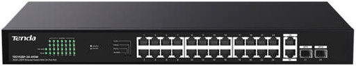 [TEG1128P-24-410W] Tenda 26GE+2SFP Ethernet Switch With 24-Port PoE Dedicated for SMB Networking & Surveillance, 41.7 Mpps Packet Forwarding Mode, 56 Gbps Switch Capacity | TEG1128P-24-410W