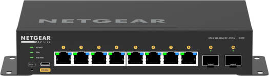 [GSM4210PX] Netgear AV Line M4250-8G2XF-PoE+ Managed Switch, 8x1G PoE+ & 2xSFP+ Ports, 220W Budget, Up to 12kb Jumbo Frame Support, 257.9W/880.47Btu/hr Power Consumption, Black | GSM4210PX
