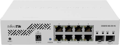 [CSS610-8G-2S+IN] Mikrotik CSS610-8G-2S+IN network switch Gigabit Ethernet (10/100/1000) Power over Ethernet (PoE), Passive PoE Input, Fanless Cooling, SwitchOS Lite, White | CSS610-8G-2S+IN