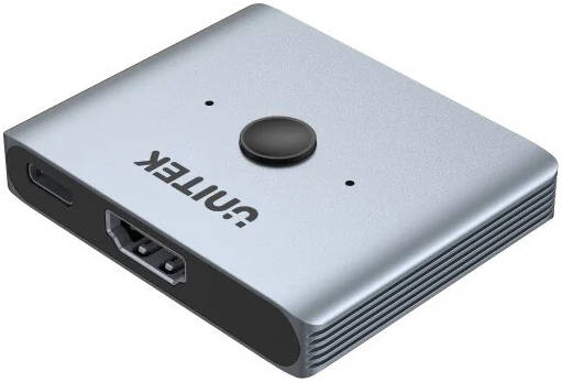 [V1163A] Unitek 8K HDMI Bidirectional Switch, Up to 8K@60Hz/4K@120Hz Resolution, One Key Switch, Aluminum Housing, Space Gray | V1163A