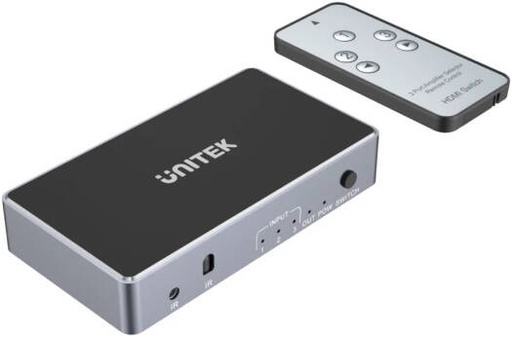 [V1111A] Unitek 4K HDMI Switch 3 In 1 Out, Up to 4K UHD Resolution, 3 HDMI Inputs & 1 HDMI Output, 12bit Color Depth And 3D Pass-Through, Dolby, TrueHD And DTS-HD, Space Grey | V1111A