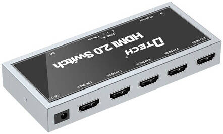 [DT-7241] DTECH DT-7241 HDMI Switch, 4k@50/60Hz Resolution, Support up to 18Gbps, HDMI 2.0 Version, HDCP2.2, Support IR Infrared Remote Control, 600MHz 6G TMDS Clock Rate, Silver | DT-7241