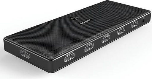[MOS151] Mowsil HDMI Switch 5 in 1 Out, 4K@60Hz, HDMI 2.0, 18Gbps, HDR, HDCP 2.2, 3D, IR Remote, Supports 4K/60Hz, 1080P, DTS, Dolby, No External Power Required, 5 Port HDMI, Button Switch, Black | MOS151