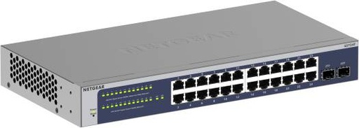 [GS724T-600UKS] NETGEAR 24-Port Gigabit Ethernet Smart Switch with 2 Dedicated SFP Ports, 16K Max MAC Entries, 2MB Buffer Size, 13.5W Max Power Consumption, 512 Host ARP Table | GS724T-600UKS