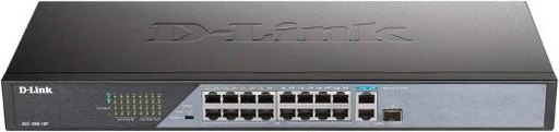 [d-link-dss-100e-18p-18-port-fast-ethernet-poe-unmanaged-surveillance-switch-supports-up-to-250-metres-long-range-poe-16-x-poe-ports-230-w-poe-budget-2-x-gigabit-uplink-6kv-surge-protection] D-Link 18P Fast Ethernet PoE Switch, 250m range, 16x PoE ports, 230W budget, 2x Gigabit uplink, 6kV surge protection
