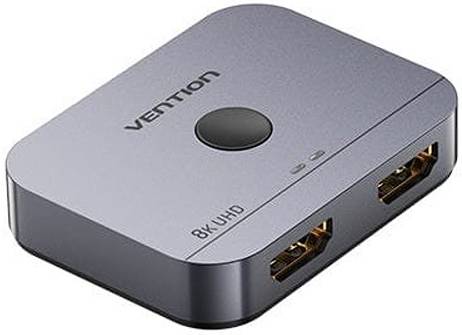 [AKPH0] Vention 2-Port 8K HDMI Switcher, Gold-Plated, Up to 8K @ 60Hz, Built-In Advanced Chipset, HDMI/USB-C, Aluminum Alloy Shell, Gray | AKPH0