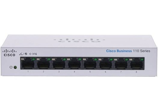 [CBS110-8T-D] Cisco CBS110 8 Port Desktop Unmanaged Switch, Gigabit Ethernet, 10/100/1000Base-T Network, Layer 2 Support, Rack Mountable, White | CBS110-8T-D